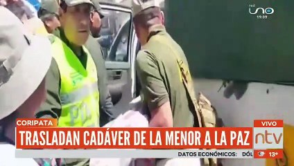 El cuerpo de la menor asesinada en la comunidad de coripata es trasladao a La Paz