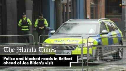 Police and blocked roads in Belfast ahead of Joe Biden's visit