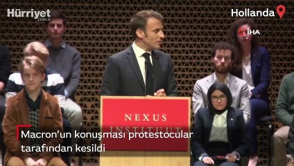 Macron’un konuşması protestocular tarafından kesildi