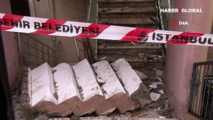 Avcılar'da bir anda merdivenleri çöken bina mühürlendi