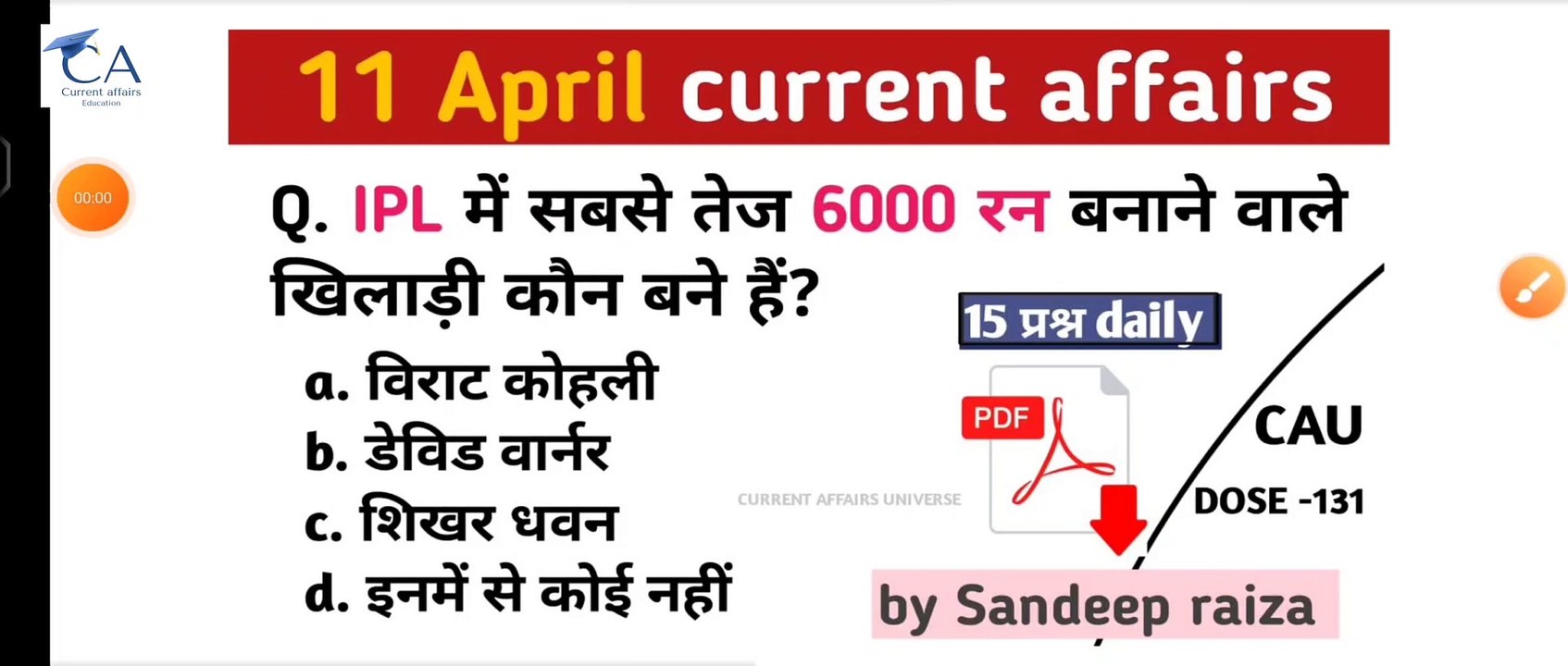 CAU Dose 131 | 11 April  2023 current affairs | daily current affairs| current affairs in Hindi