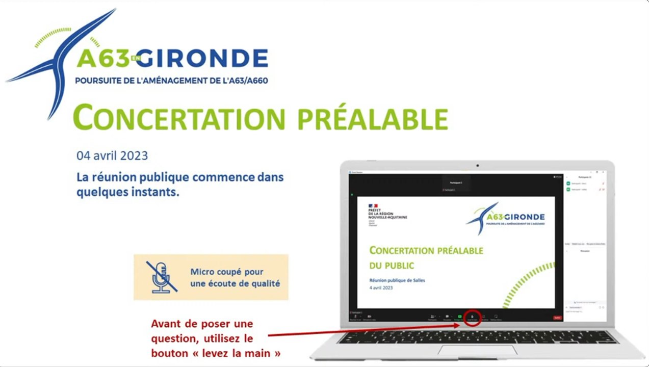 Poursuite de l'aménagement de l'A63-A660 - Réunion publique de Salles du 4 avril 2023
