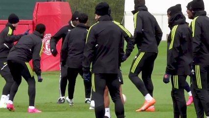 Manchester Utd training ahead of Europa League first leg tie with Sevilla