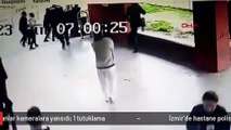 İzmir'de hastane polisine saldıranlar kameralara yansıdı: 1 tutuklama
