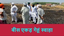 रामपुर: शॉट सर्किट से लगी आग से बीस एकड़ गेहूं हुआ राख, किसानों ने काटा हंगामा