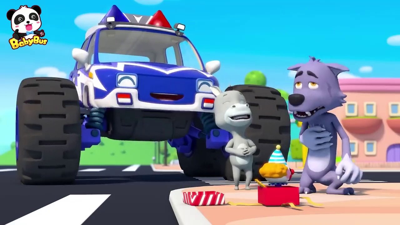 Police Truck Chases Big Bad Wolf _ Police Cartoon _ Nursery Rhymes ...