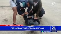 SJL: avezado delincuente atacó a una anciana que viajaba en un bus de transporte público