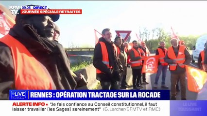 Retraites: à Rennes, une opération de tractage organisée sur la rocade