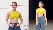 Pooja Hegde Wears Unique Jeans And Crop Top