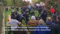 Detenciones y heridos en una manifestación del sector mejillonero en Santiago