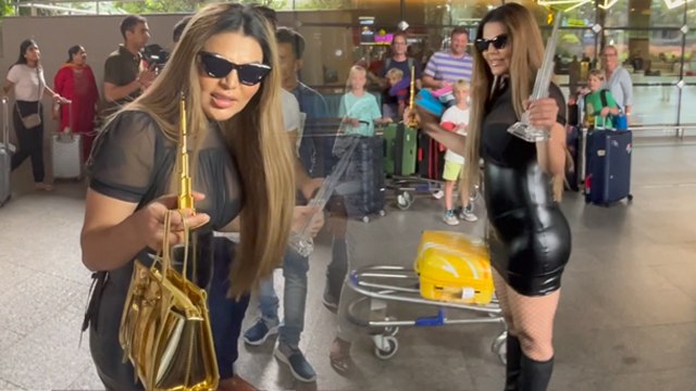 Rakhi Sawant Black Leather Dress Look Viral, Dubai से वपस आकर... । Boldsky