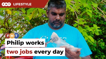 Dad with disability sells putu mayam for his family