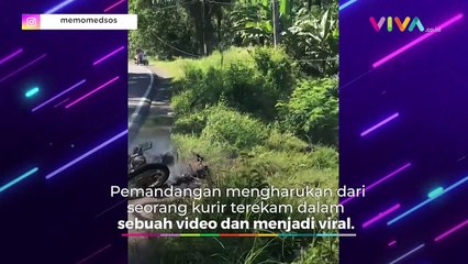 Tetap Senyum, Kurir Selamatkan Paket Saat Motornya Terbakar