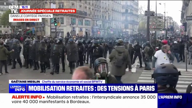 Retraites: de premières tensions éclatent en marge de la manifestation parisienne