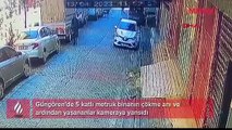 Güngören’de 5 katlı metruk binanın çökme anı kameraya yansıdı