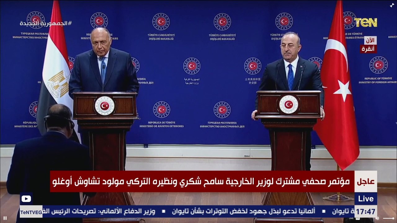 وزيرا الخارجية التركي والمصري يجيبان على سؤال نشأت الديهي بشأن ليبيا وسد النهضة ومواجهة الإرهـ اب