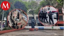 Registran daños en la Plaza Giordano Bruno, migrantes esperan trasladarse a un albergue