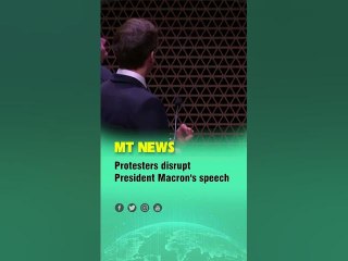 Protesters disrupt President Macron's speech #macron