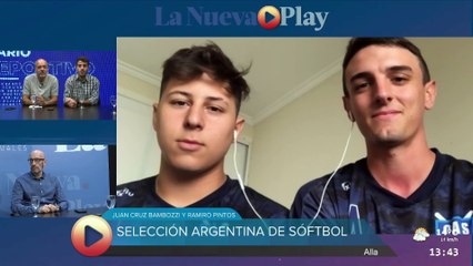 Juan Cruz Bambozzi y Ramiro Pintos de la selección argentina de sóftbol en el Diario deportivo