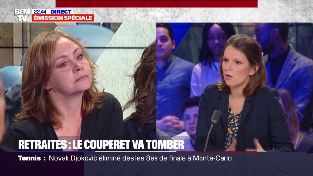 Réforme des retraites: la démocratie, c'est aussi le respect du peuple , échange entre une manifestante et Marie Lebec (Renaissance)