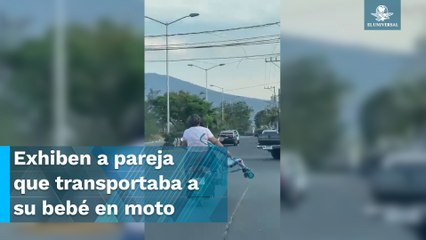 ¿Padres del año? Bikers viajan en motocicleta con su bebé en una carriola
