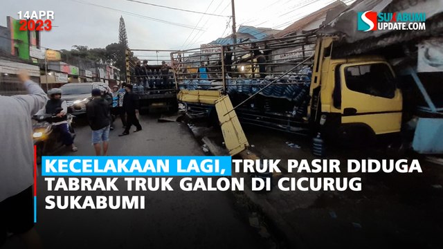 Kecelakaan Lagi, Truk Pasir Diduga Tabrak Truk Galon di Cicurug Sukabumi