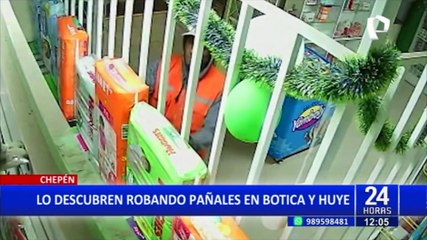 Chepén: ladrón sinvergüenza acudió a botica a robar bolsa de pañales