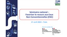 Séminaire national sur le recours aux Eaux Non Conventionnelles (ENC)