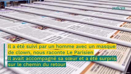 Un petit garçon agressé par un un homme déguisé en clown avec des ciseaux