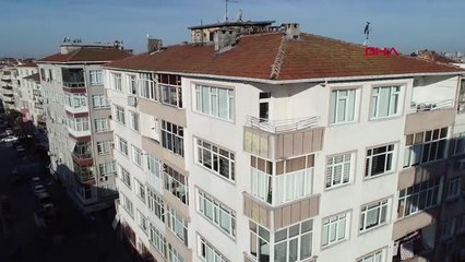 BAHÇELİEVLER'DE BOŞALTILAN 6 KATLI BİNA HAVADAN GÖRÜNTÜLENDİ