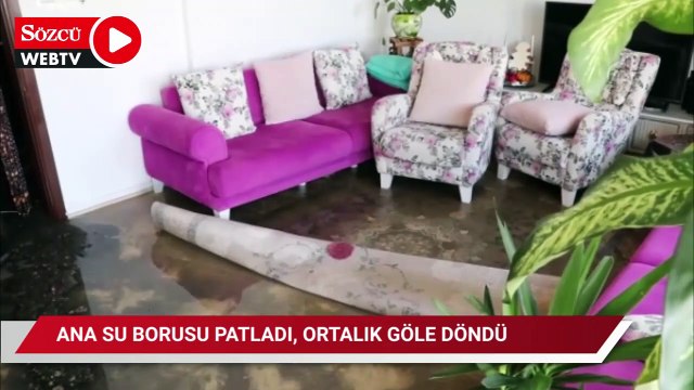 Akçaabat'ta ana su hattı patladı, evleri su bastı