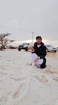 Watch: Cars stuck on 'snowy' roads, residents playing in hail; extreme weather hits Saudi Arabia
