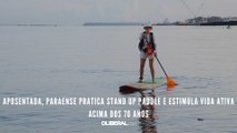 Aposentada, paraense pratica Stand Up Paddle e estimula vida ativa acima dos 70 anos