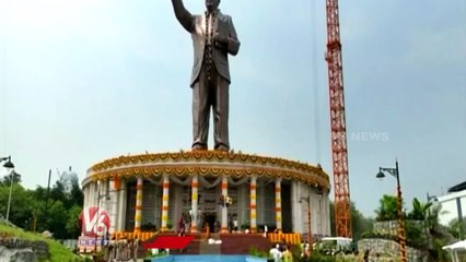 Ambedkar Statue Front View Opposite To Buddha Statue _ V6 News