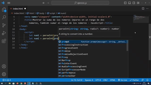 Mostrar la suma de los números impares en un rango de dos números, también sumar el rango de los números en JavaScript