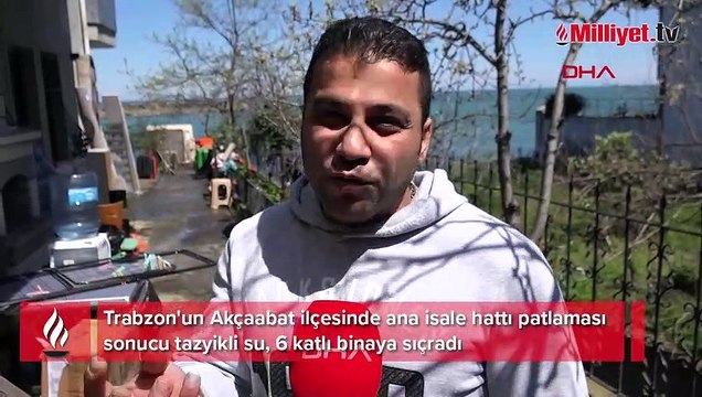 Trabzon'da isale hattı patladı! Araçlar hasar gördü