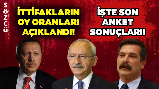 Son Seçim Anketi Açıklandı! Millet İttifakı Cumhur İttifakı Emek Ve Özgürlük İttifakı'nın Oy Oranı