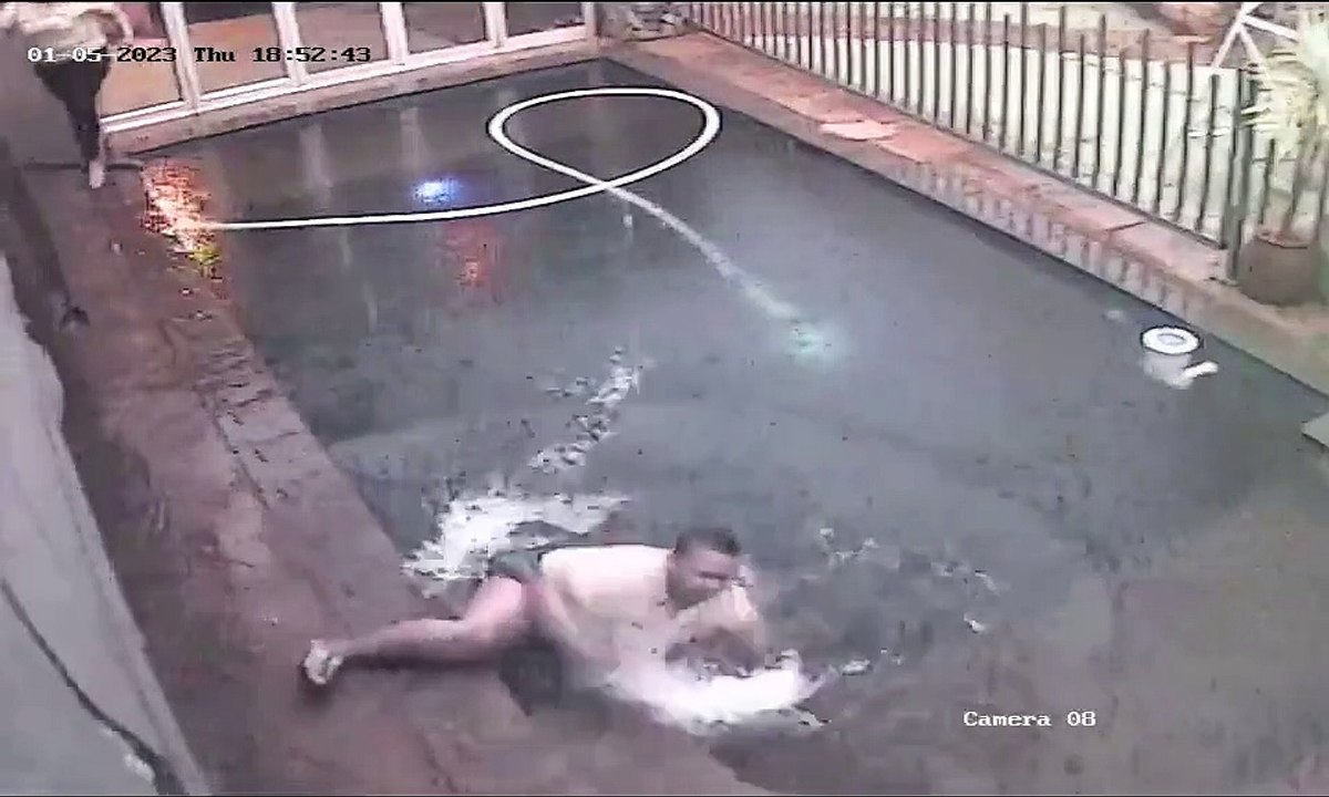 Woman Falls Backwards Into Pool