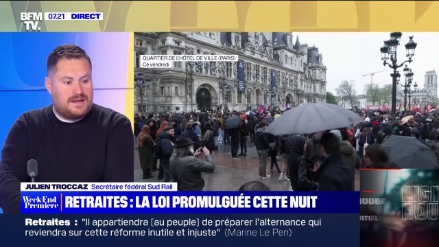 Pour Julien Troccaz de Sud-Rail, la promulgation de la réforme des retraites est une nouvelle gifle de la part du roi Macron