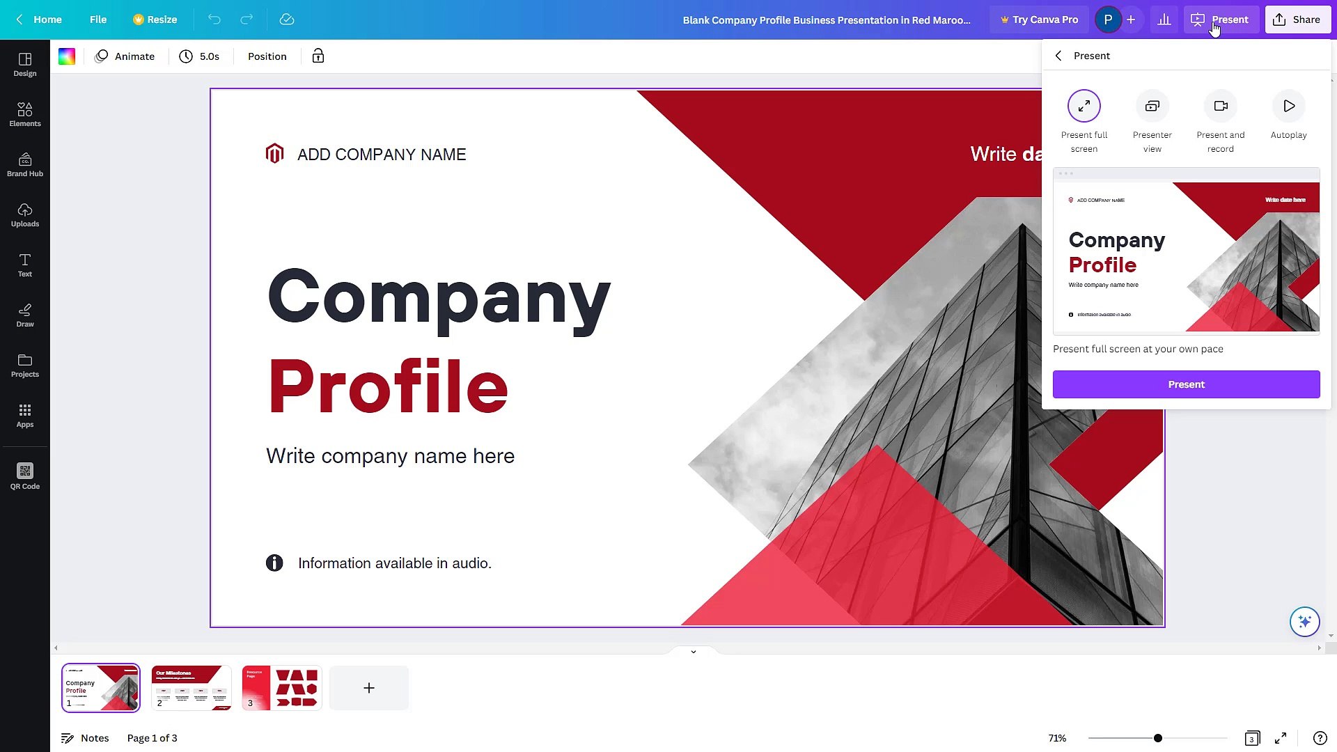Canva Course Section 36 Presenting your Slides