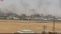 صور من مطار الخرطوم تظهر تصاعد أعمدة النيران جراء الاشتباكات