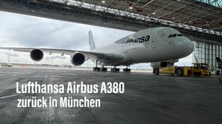 reaktivierter Airbus A380-841 D-AIMK zurück in München - 1. Landung am 12.04.2023