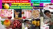 Ramadan Iftar Special Delicious Strawberry Ice Cream + Yogurt Smoothie Recipe ||| Mango Cocktail + Dates + Almonds Milkshake