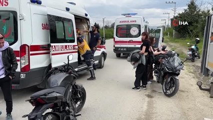 Düzce'de çarpışan iki motosikletin sürücüleri yerde sürüklendi