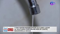 7-day water interruption sa ilang lugar sa southern portion ng NCR at Cavite, magsisimula bukas | GMA Integrated News Bulletin