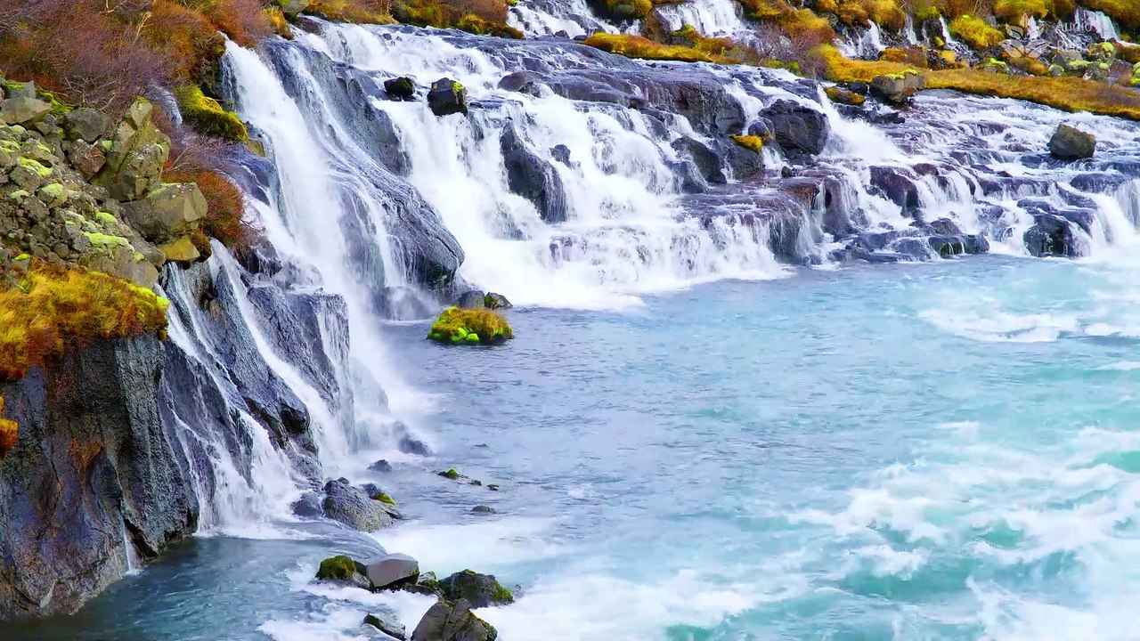 Iceland's Majestic Waterfall: 1 Hour of Relaxation