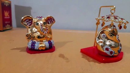 Unboxing and Review of Metal Ganesha Idol with diamonds for Home Decor and Office Decor, Ganesh Ji Idol for Car Dashboard Showpiece