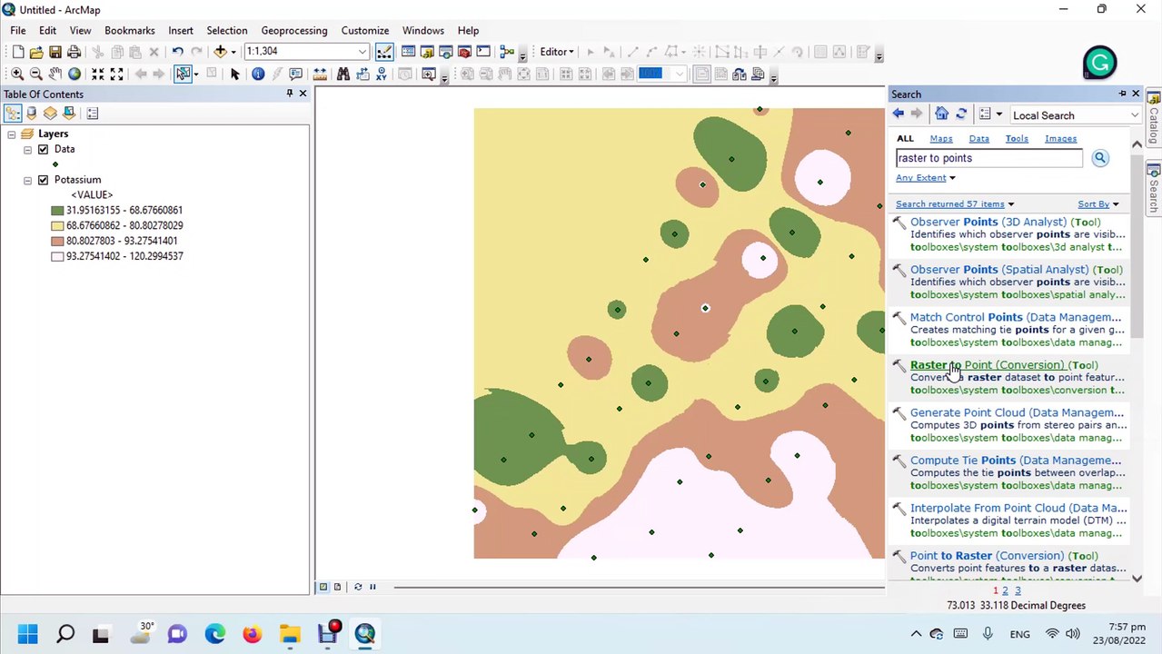 How to convert raster to points in ArcGIS