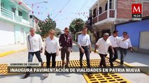 Rutilio Escandón inaugura pavimentación de vialidades en la colonia Patria Nueva, Chiapas
