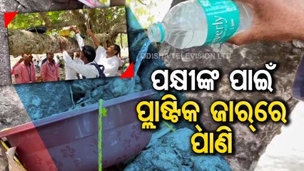 Soro school alumnus install water facilities for birds and animals during scorching heat